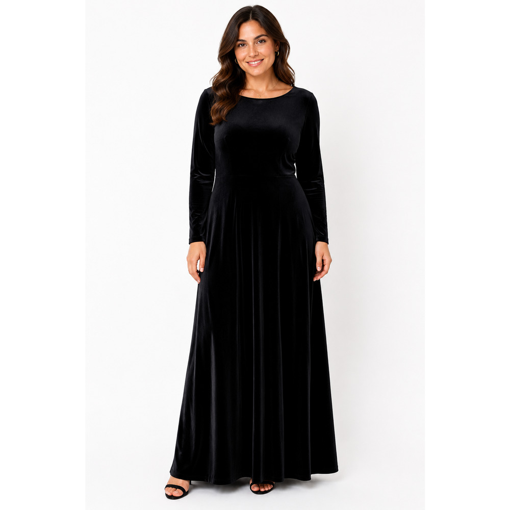 David Warren New York Womens Velvet Maxi Black Formal Stretch Dress NWT sz 12